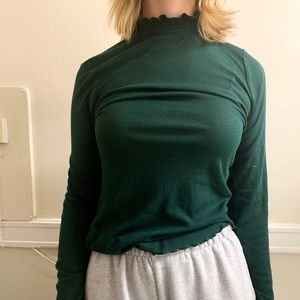 Free People dark green mock neck top